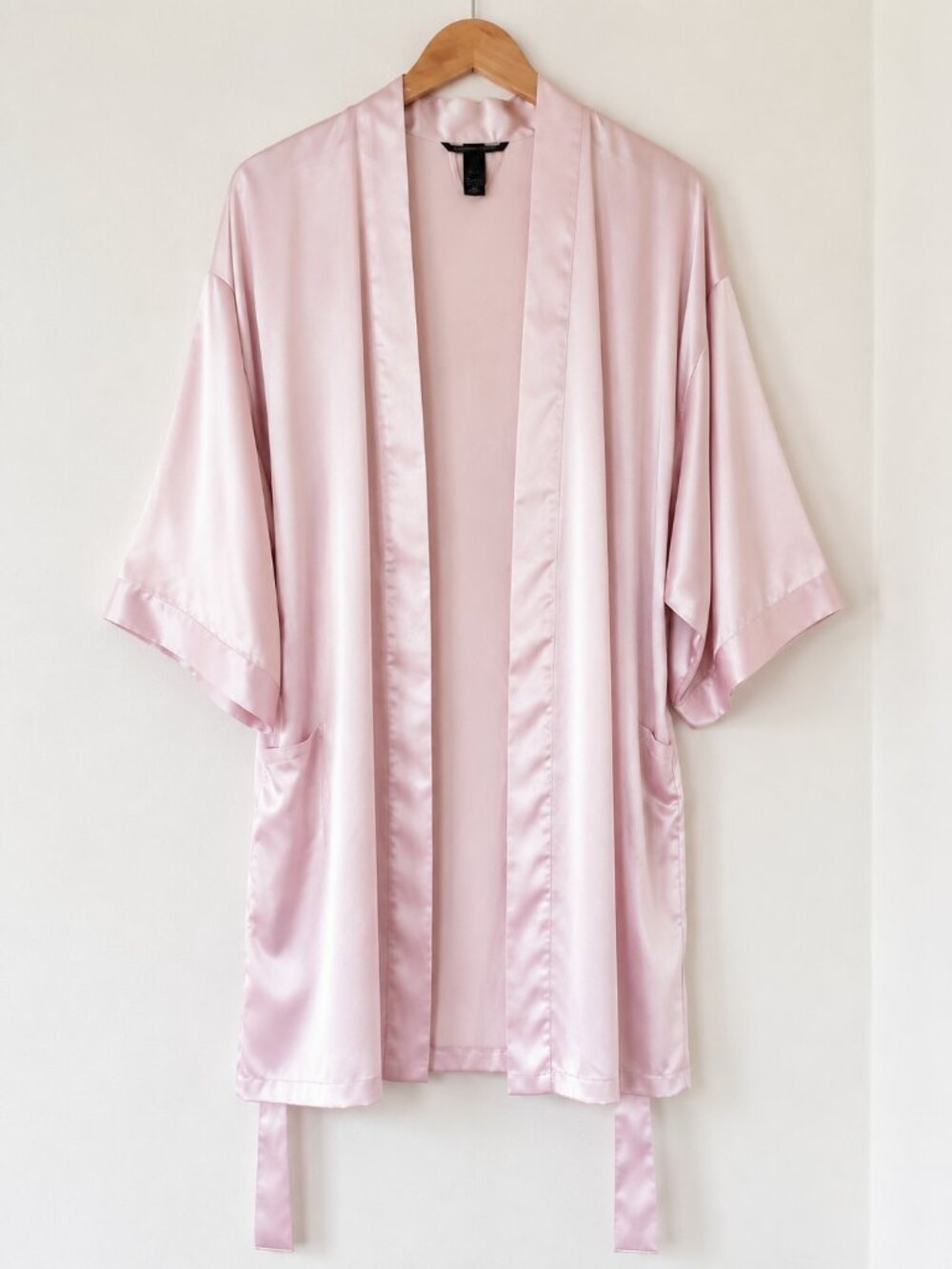 Victoria's Secret Satin Kimono Robe Side Pockets Blush Pink M/L